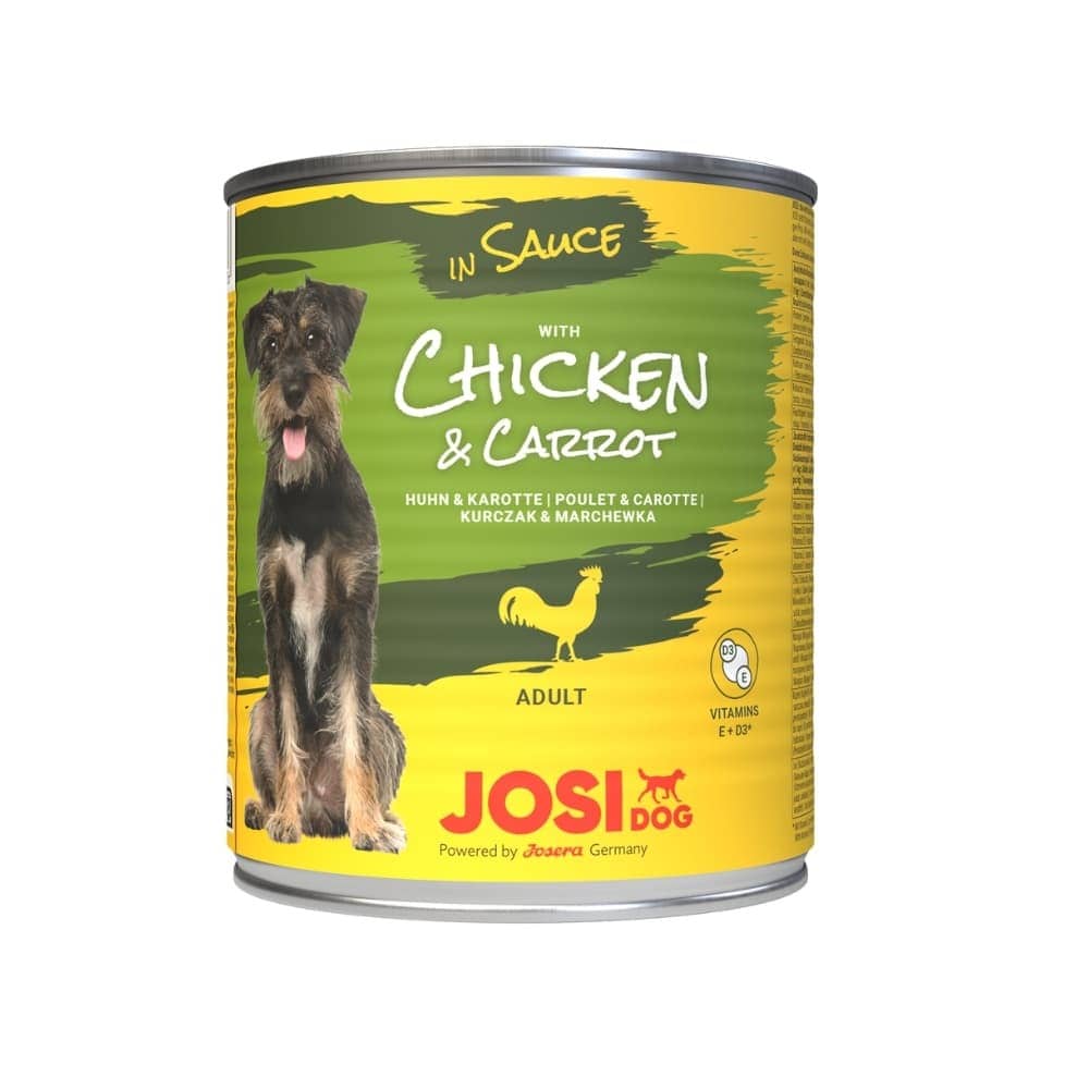 Josera JosiDog Chicken & Carrot Sauce konservi suņiem ar vistu un burkāniem 830 g
